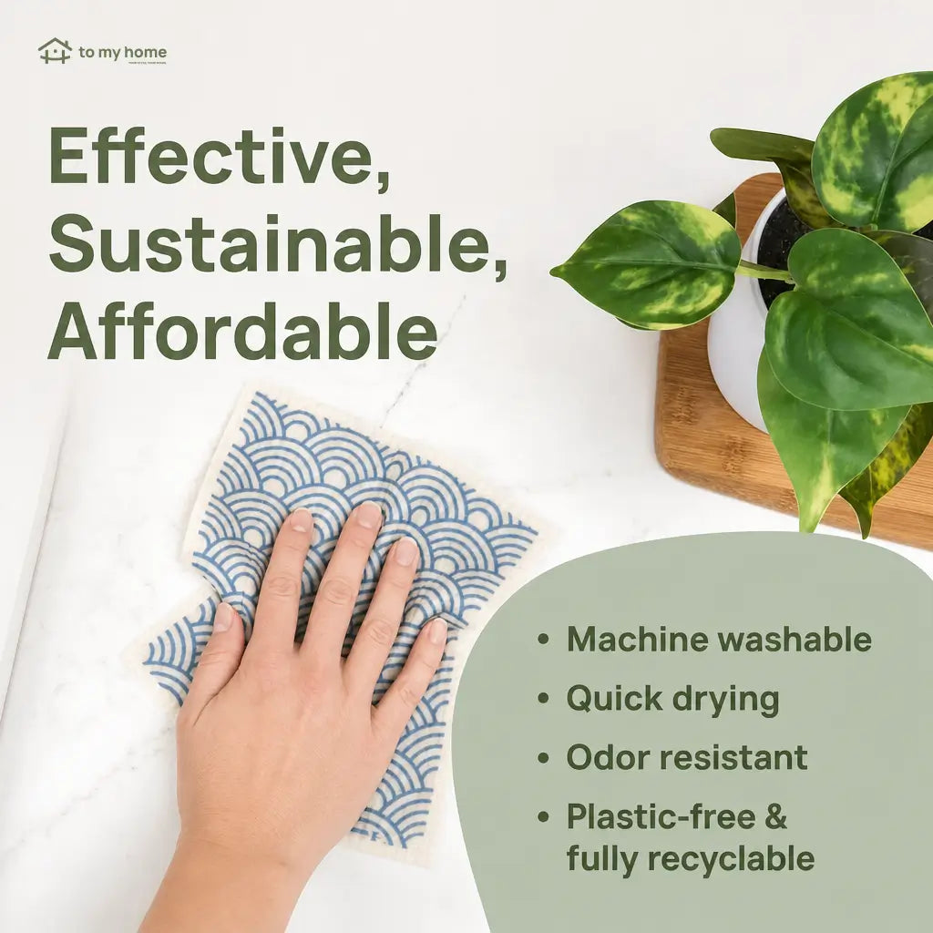Swedish dishcloths 5 pack, absorbent reusable paper towel alternative for non-scratch kitchen cleaning, countertops, sinks, pots, walls and floors Tomyhome Global