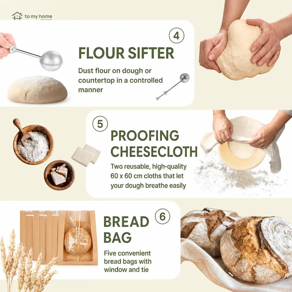 Complete sourdough starter kit with 1 L (34 oz) jar, silicone proofing baskets and tools for beginner home bread baking Tomyhome Global