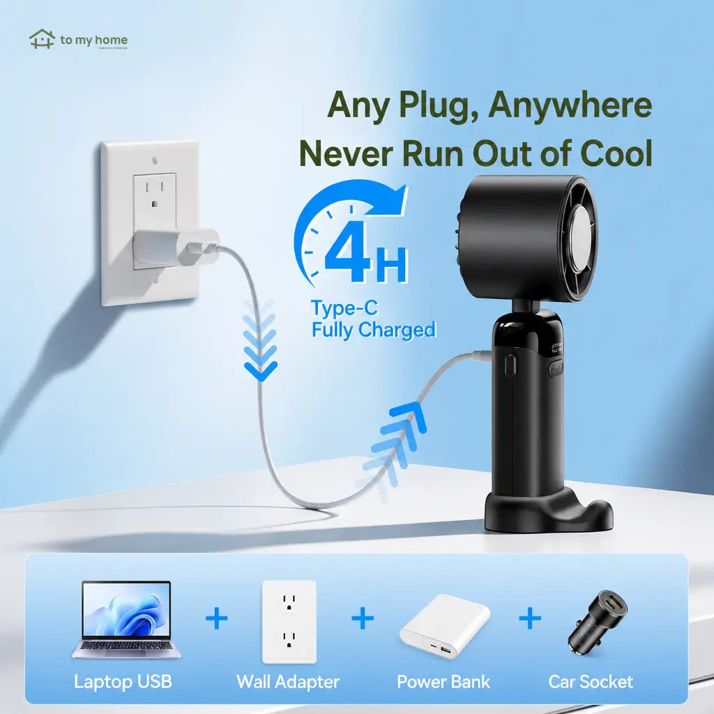 Portable turbo handheld fan with LED display, 199 speeds, USB-C charging for travel, desk, neck, and outdoor cooling comfort Tomyhome Global