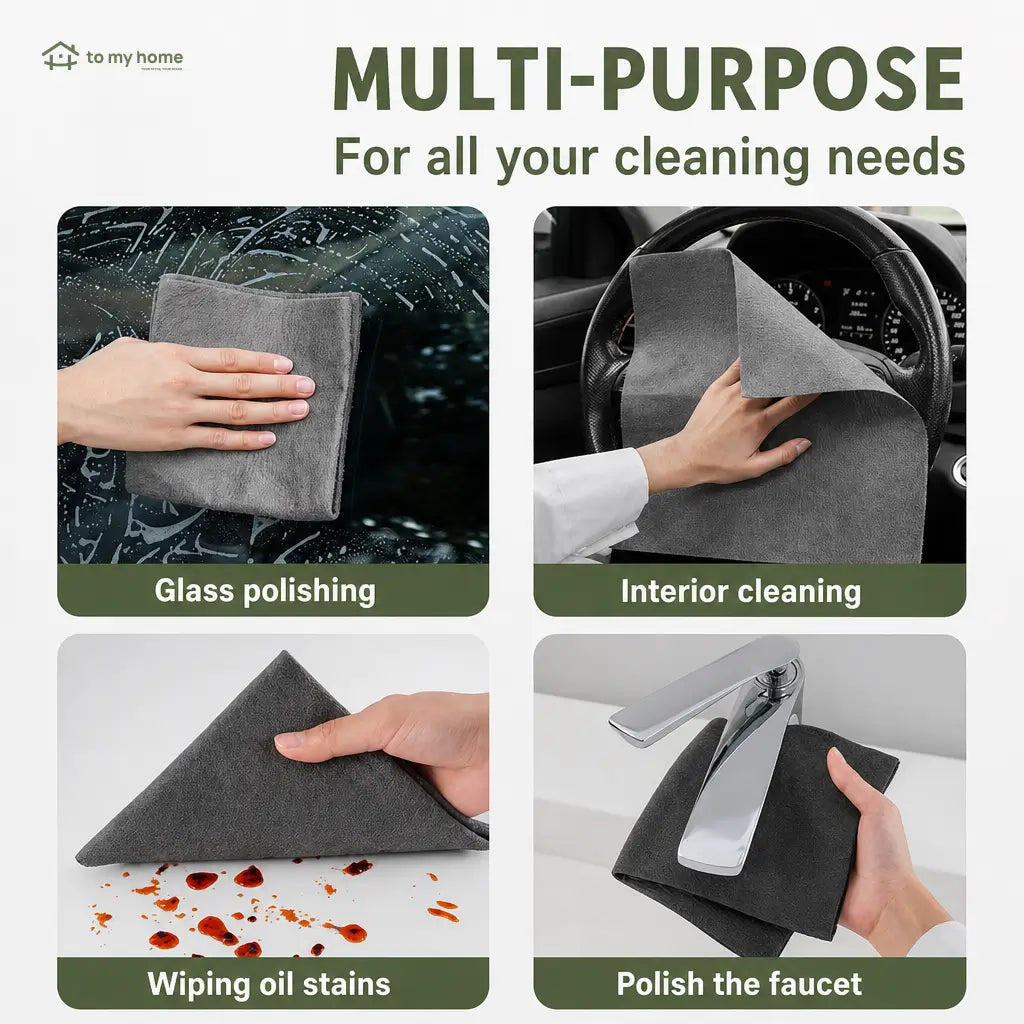 10-pack thick microfiber cleaning cloths for streak-free glass, mirrors, kitchens, cars, floors, appliances and daily home messes you can wash and reuse Tomyhome Global