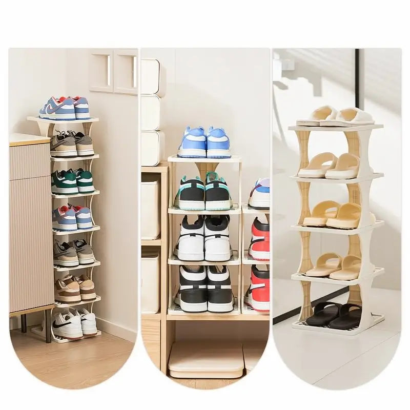 Vertical Detachable Shoe Storage Rack Space-Saving 6 or 9 Tier Shelves Portable Entryway Cabinet Stand for Closet Footwear Organizer Home Storage