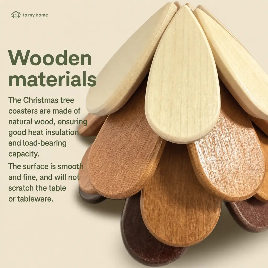 Foldable solid wood tree trivet set with heat-resistant coasters and display stand for hot pots, bowls, mugs, and family tables Tomyhome Global