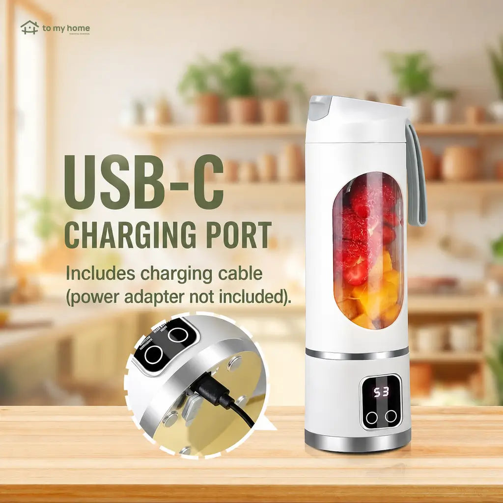 Compact portable juicer blender with LED display, USB recharge and leak-proof design for smoothies, baby food, daily shakes at home or travel Tomyhome Global