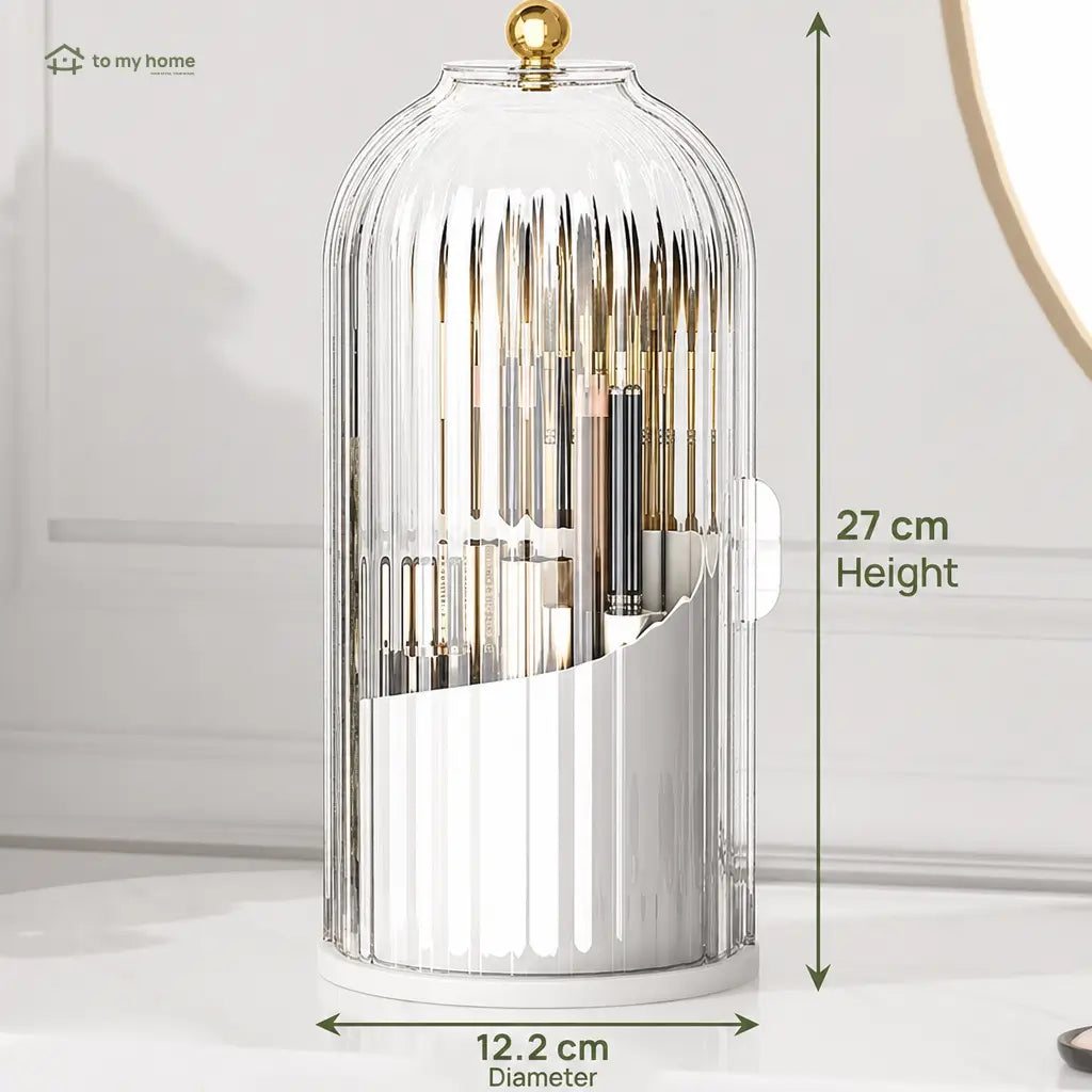 Dustproof rotating toothbrush holder with sliding cover and 3 slots for bathroom counters, vanity storage, brushes, razors, and organized daily essentials Tomyhome Global