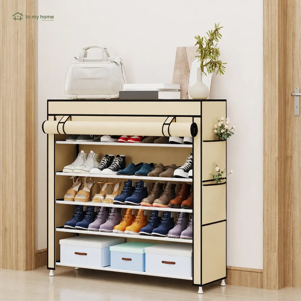 Black 10-Tier Shoe Rack with Dustproof Cover, Adjustable Standing 27-Pair Storage Shelf for Entryways, Closets, Bedrooms and Small Space Home Organization Tomyhome Global