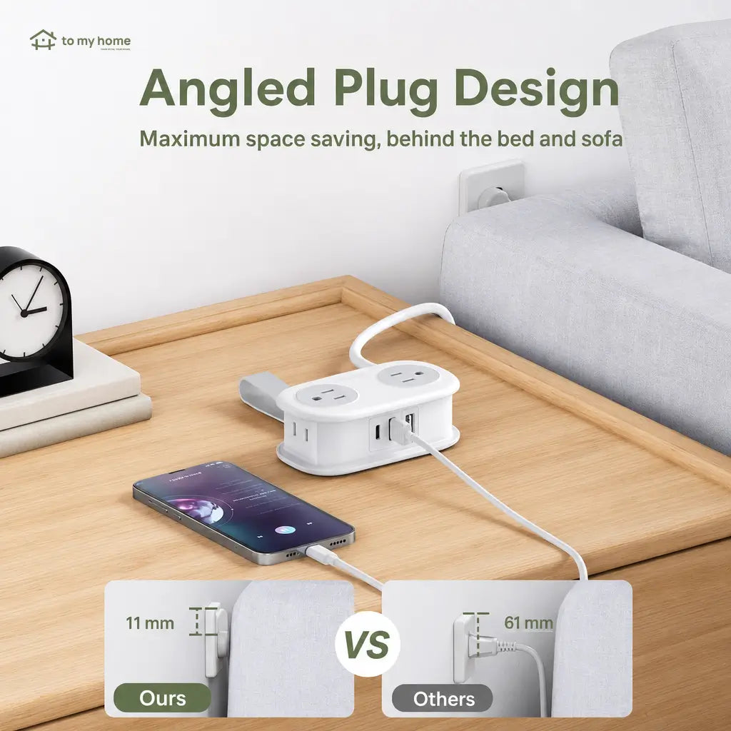 Compact travel power strip with 4 AC outlets, USB-C, flat plug and 1.25 m cord for cruises, hotels and office desks Tomyhome Global
