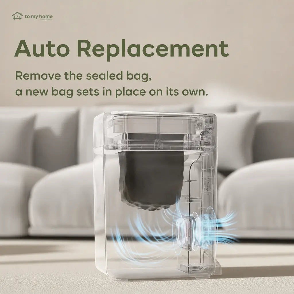 Smart trash can with motion sensor lid, self-sealing bags and odor control for hands-free kitchen, bathroom, bedroom and office waste disposal Tomyhome Global