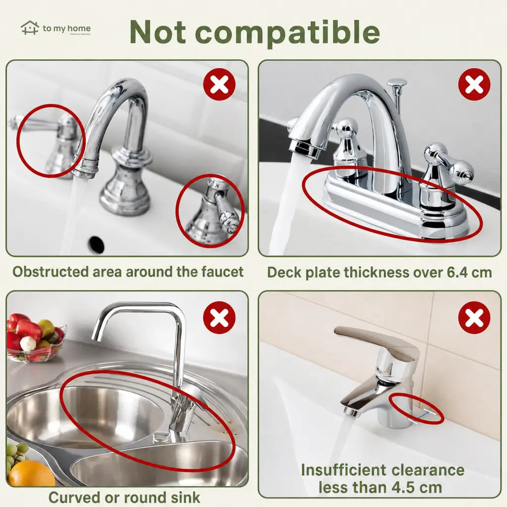 Everyday Silicone Sink Faucet Splash Guard Mat with 5° Self-Draining Slope and Button Lock for Cleaner Kitchen, Bathroom, and RV Counters Tomyhome Global