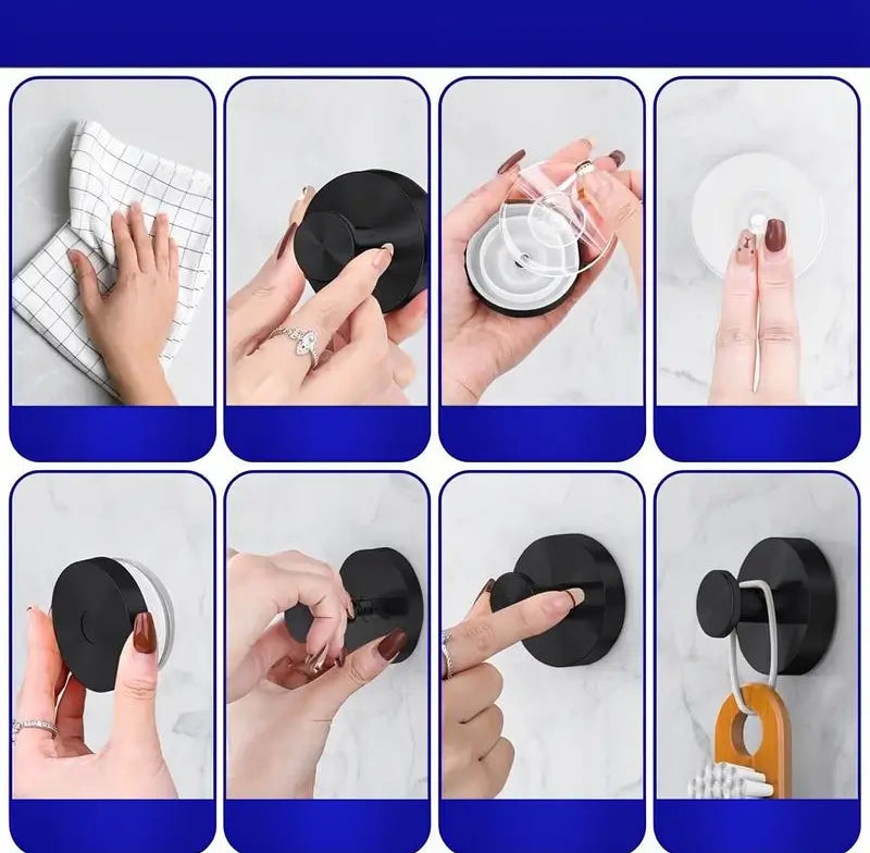 2 PCS Reusable Suction Cup Hooks Heavy Duty Vacuum Wall Hooks for Bathroom Shower Towel Loofah Robe Kitchen Hanging Storage Home Essentials Item