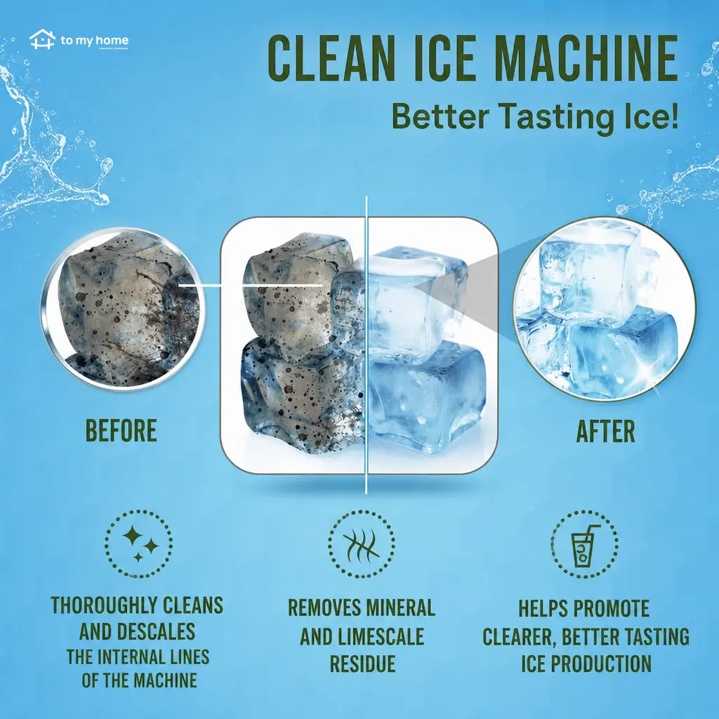 Ice maker cleaner tablets with nickel-safe descaling, 1-year supply for countertop, portable and commercial machines, clearer ice and daily odor control Tomyhome Global