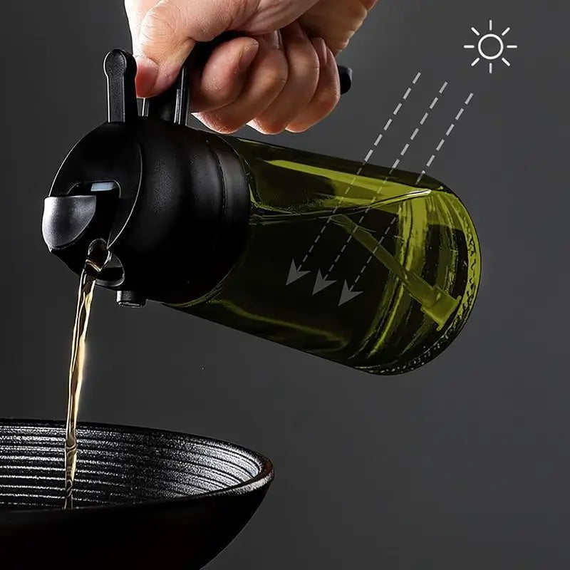 2-Pack 2-in-1 Oil Sprayer for Cooking 470ml Light-Blocking Glass Olive Oil Dispenser Bottle for Kitchen Food-Grade Mister for Air Fryer BBQ and Salads
