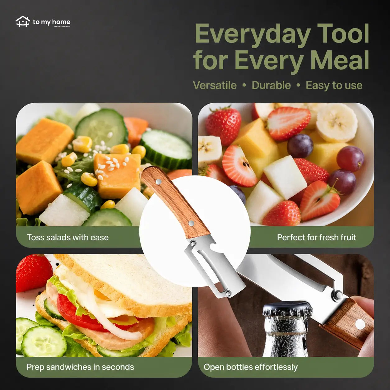 Two-Piece Vegetable and Fruit Peeler Set with Ultra-Sharp Stainless Steel Blade, Wooden Handle, and Built-In Bottle Opener for Everyday Kitchen Prep Tomyhome Global