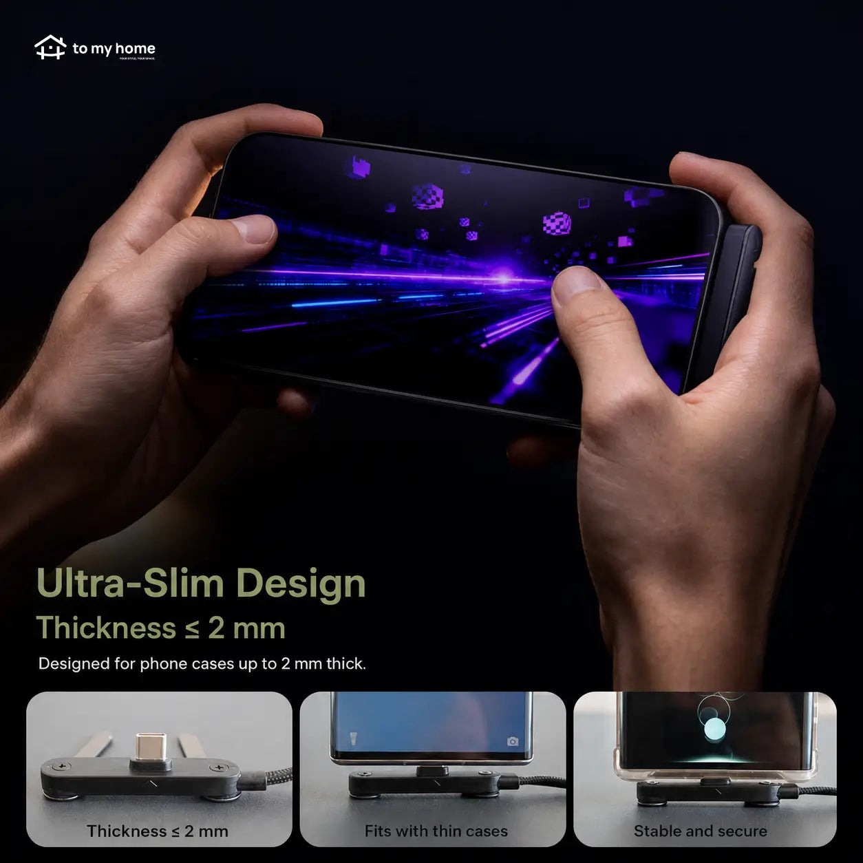 USB-C charging cable with 240W fast charging and hidden phone stand for phones, tablets, and laptops during gaming, office, travel days Tomyhome Global