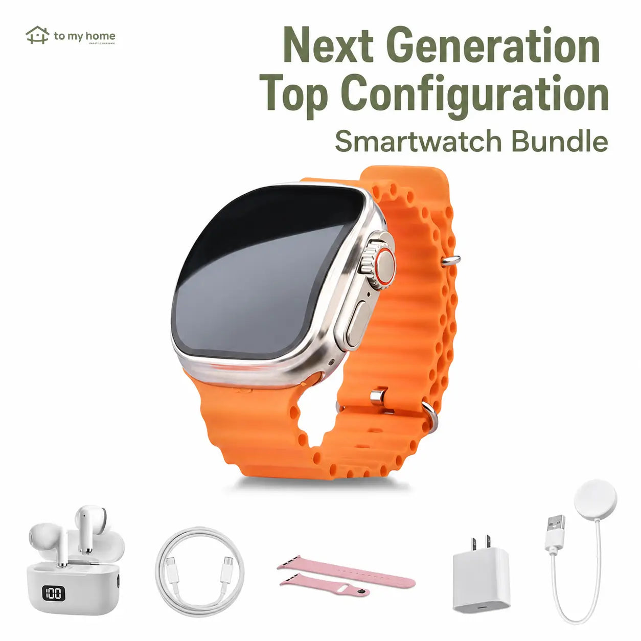 Portable 6-in-1 smartwatch kit with Bluetooth earbuds, 20W fast charger, Type-C cable and magnetic charging for everyday connectivity on the go Tomyhome Global