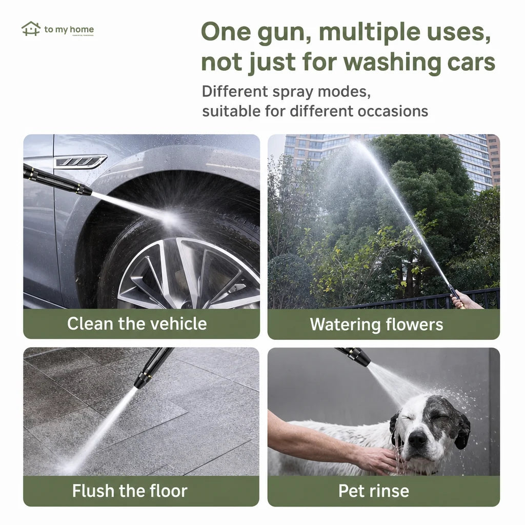 High-Pressure Car Wash Spray Nozzle with Adjustable Patterns for Home Vehicle Cleaning, Garden Watering, Floors, Pet Rinsing and Outdoor Care Tomyhome Global