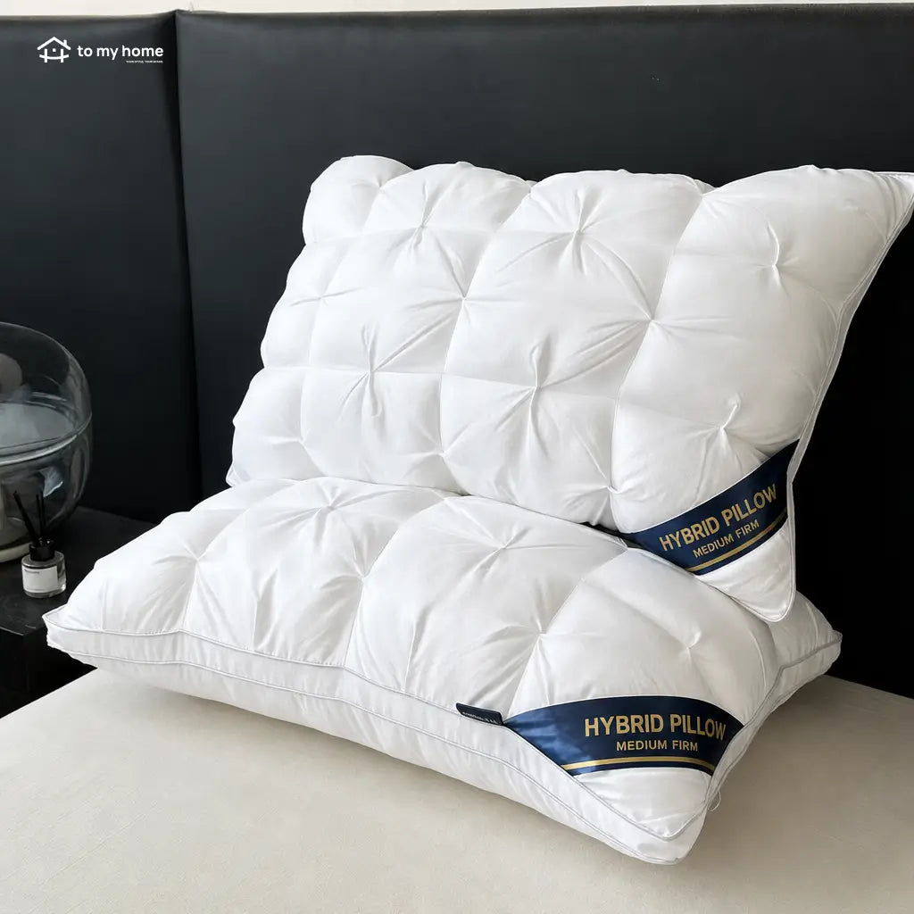 Soft hotel-style down alternative bed pillows with gusseted neck support for side, back, and stomach sleepers, available in queen or king sizes Tomyhome Global