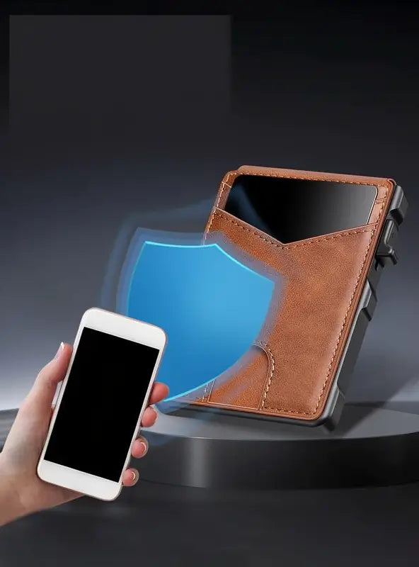 Minimalist Men's Slim Aluminum Wallet RFID Blocking Bifold Pop-Up Card Holder with Money Clip and ID Window for Secure Daily Travel and Business