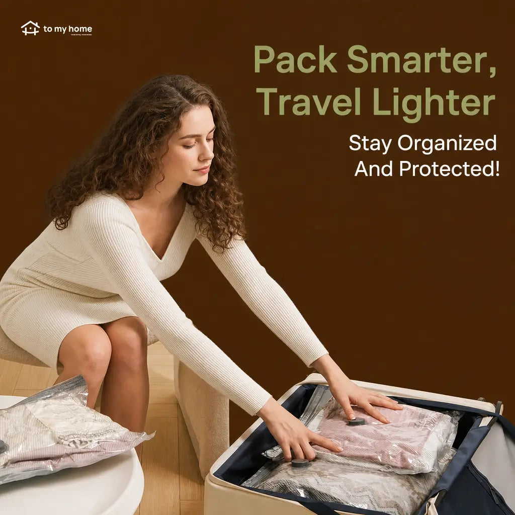 Travel vacuum compression bag set with USB-C rechargeable pump, 15 space-saving packing bags for carry-on luggage, clothes and home storage Tomyhome Global