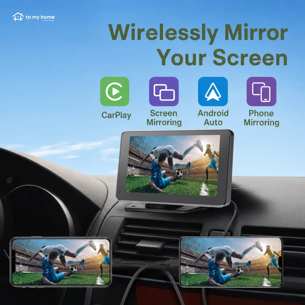 Wireless CarPlay touchscreen with HD backup camera and easy audio connection for iPhone and Android in cars, trucks and daily driving Tomyhome Global