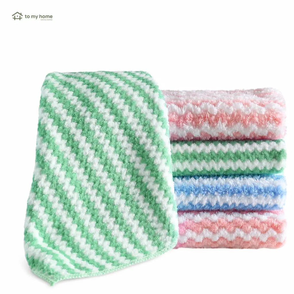 Microfiber cleaning cloths, 10-pack absorbent streak-free towels for dish drying, kitchen washing, striped lint-free everyday chores Tomyhome Global