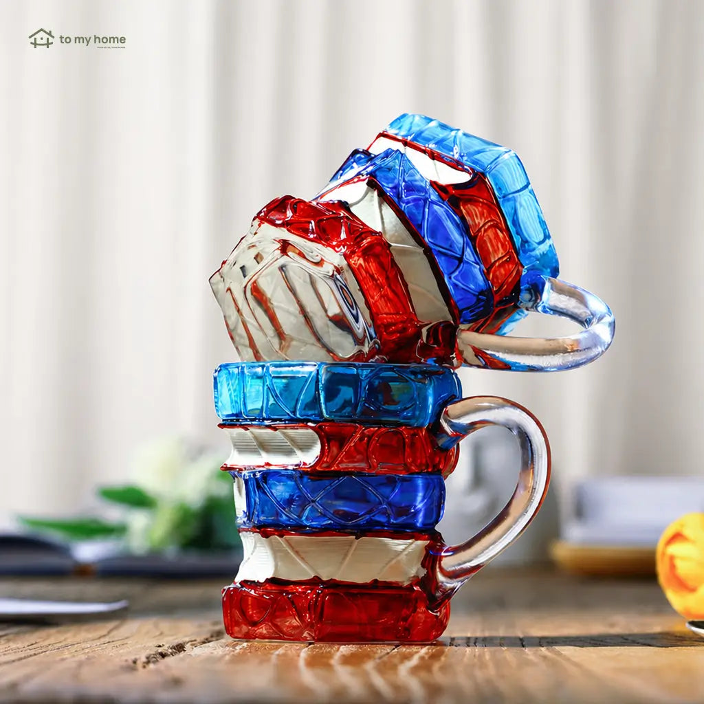 Stackable book-shaped ceramic mug with colorful 3D artwork, heat-resistant handle, reusable coffee cup creative gift for readers at home or office Tomyhome Global
