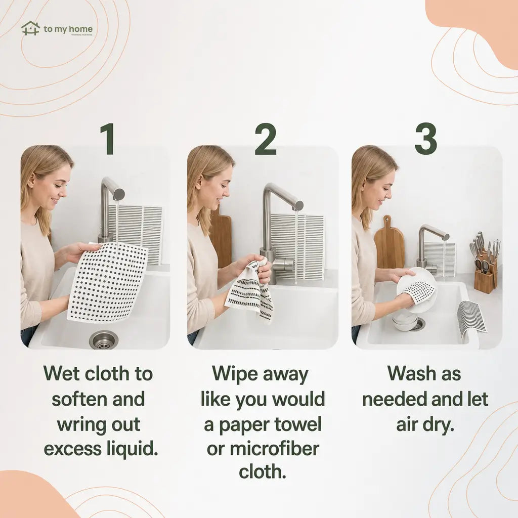 Swedish dishcloths 5 pack, absorbent reusable paper towel alternative for non-scratch kitchen cleaning, countertops, sinks, pots, walls and floors Tomyhome Global