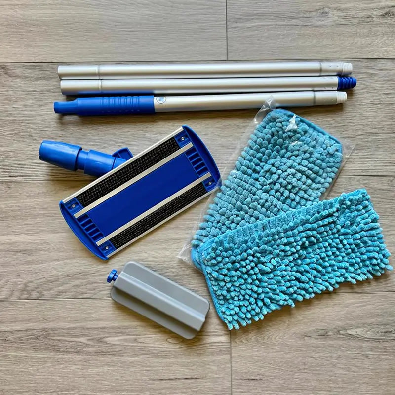 Extendable Baseboard Cleaner Mop with 177.8 cm Handle Washable Microfiber Pads for Dusting Pet Hair and Deep Cleaning Without Bending Over Easily