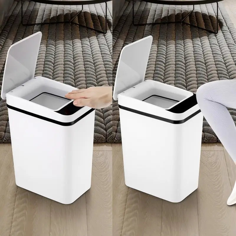 Touchless Automatic Garbage Can 12L Slim Motion Sensor Bin for Bathroom Bedroom Office Kitchen Waterproof Waste Storage Smart Lid Trash Box