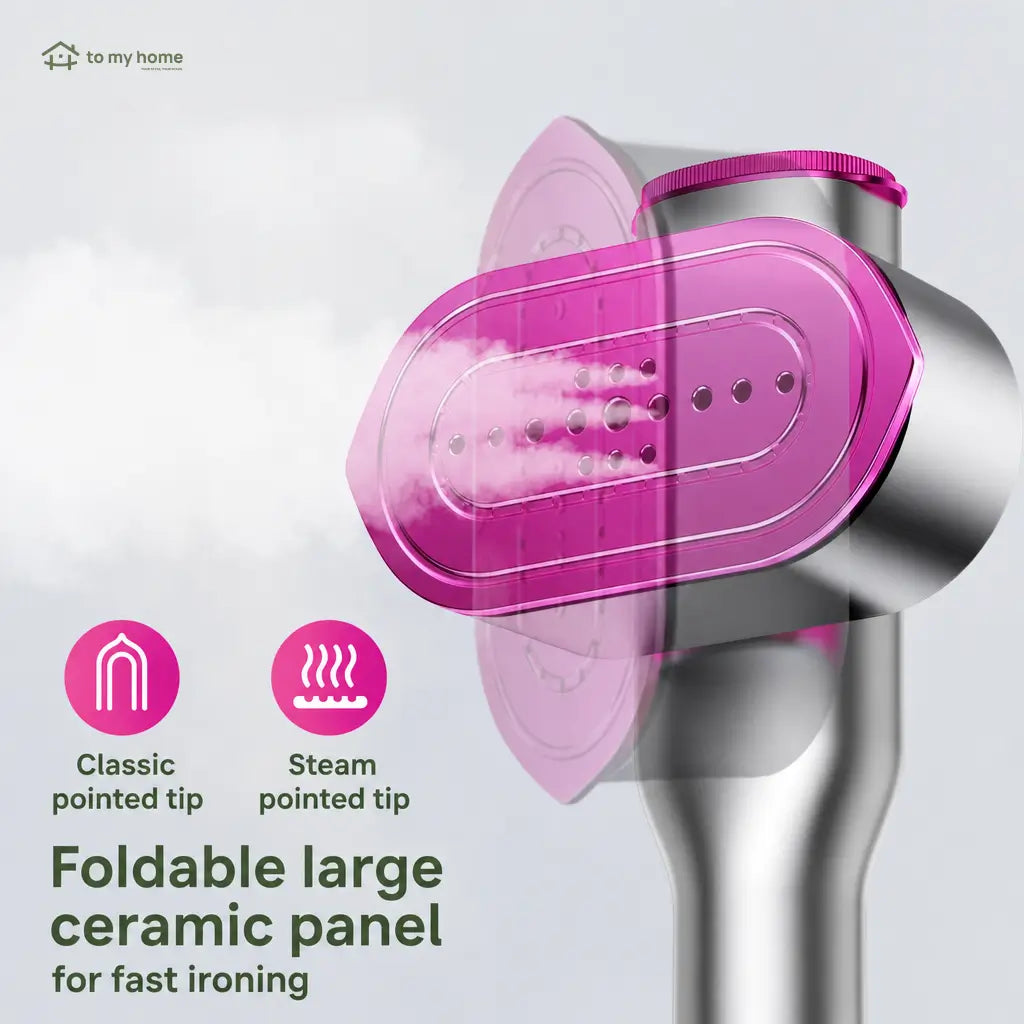 Portable 2-in-1 garment steamer iron with 7 modes, LCD display and swivel handle for travel and quick touch-ups at home Tomyhome Global