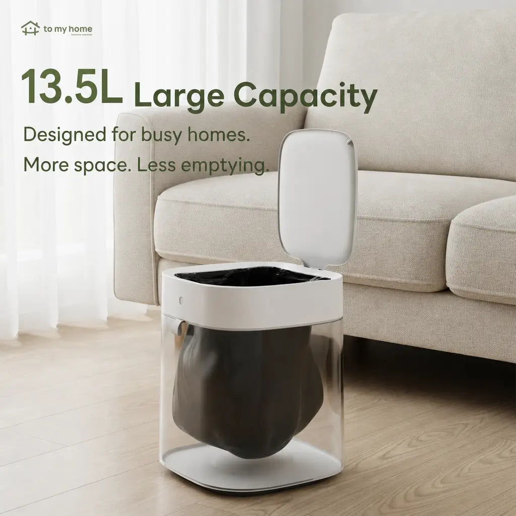Smart trash can with motion sensor lid, self-sealing bags and odor control for hands-free kitchen, bathroom, bedroom and office waste disposal Tomyhome Global
