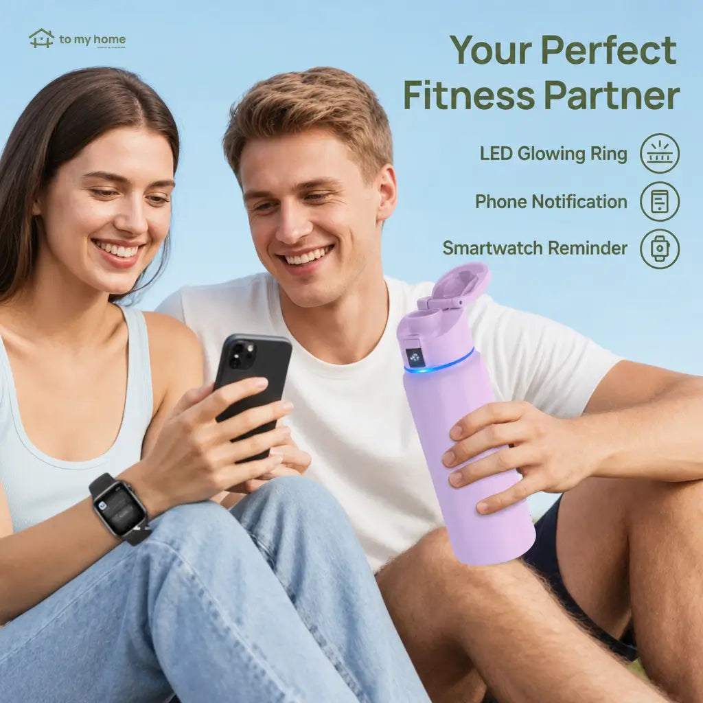 Smart insulated stainless steel water bottle with app tracking, LED reminders, leak-proof design for gym, travel, and daily hydration Tomyhome Global