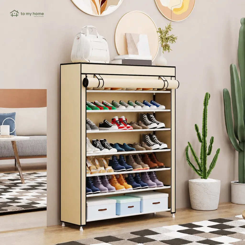 Black 10-Tier Shoe Rack with Dustproof Cover, Adjustable Standing 27-Pair Storage Shelf for Entryways, Closets, Bedrooms and Small Space Home Organization Tomyhome Global