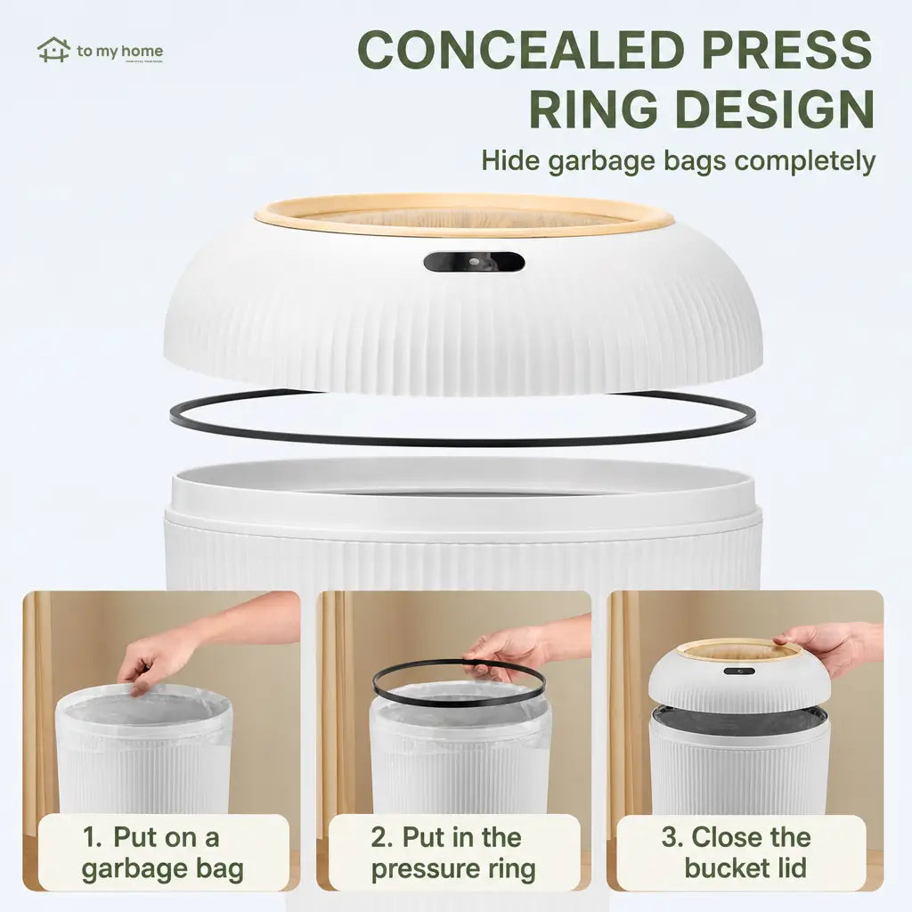Smart motion sensor trash can with sealed lid, quiet close, and space-saving Nordic style for bathroom, bedroom, kitchen, or home office Tomyhome Global