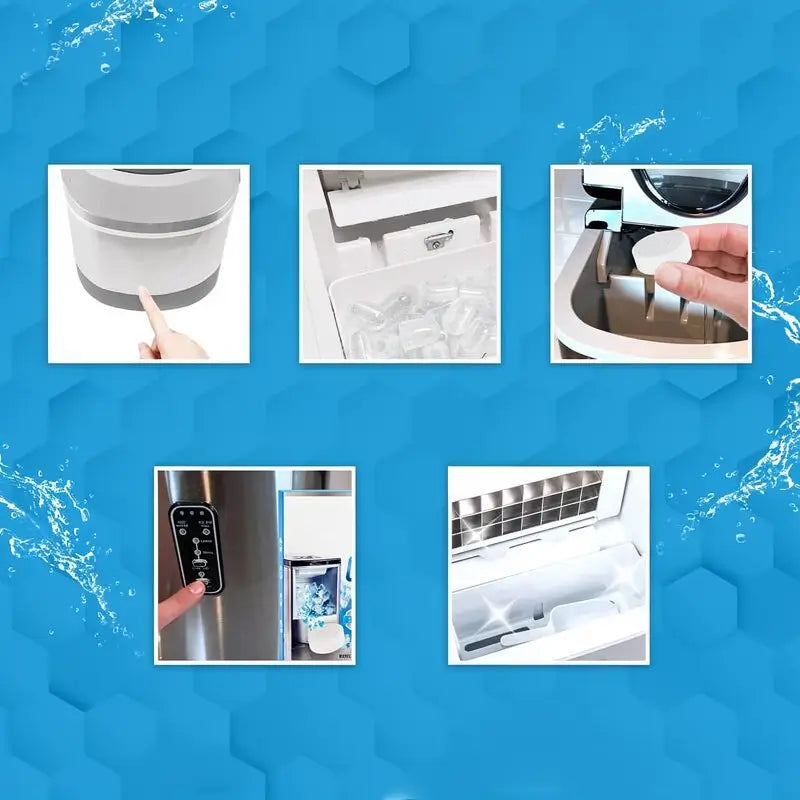 Effective Ice Machine Cleaner Descaler 24 Active Tablets for Countertop Nugget Ice Makers Nickel Safe Scale Remover Bulk Year Supply Kit Easy Use