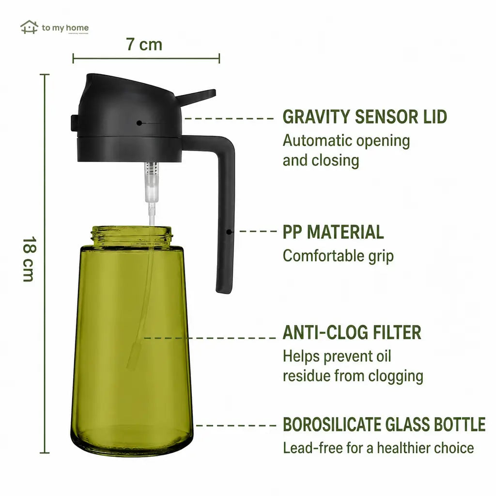 2-Pack Refillable Oil Sprayer and Dispenser Bottles, 470 ml Dark Glass Misters for Air Fryer, BBQ and Everyday Kitchen Cooking Tomyhome Global