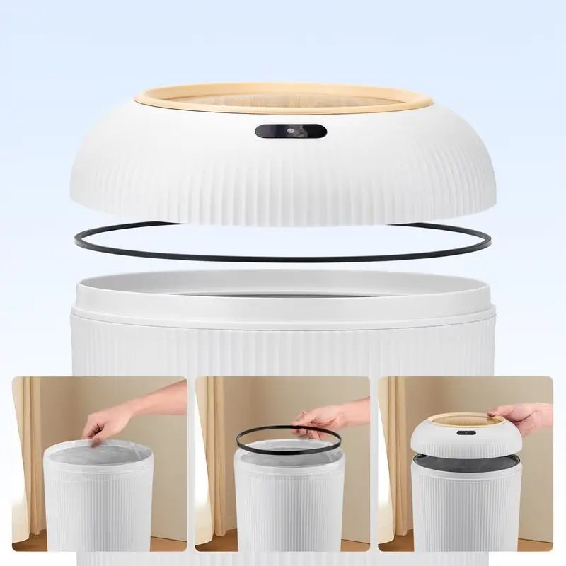 Smart Motion Sensor Trash Can Waterproof Automatic Waste Bin for Bathroom Bedroom Office Nordic Style Space Saving Eco Friendly Home Modern Garbage Container