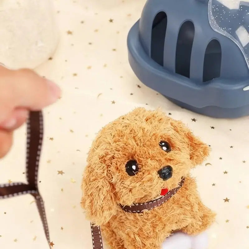 Peluche Cane Robot Realistico Giocattolo Interattivo Cucciolo che Cammina e Abbaia Animale Domestico Intelligente Compagno Adorabile Regalo per Bambini Piccoli Divertimento Familiare Sorpresa Natalizia