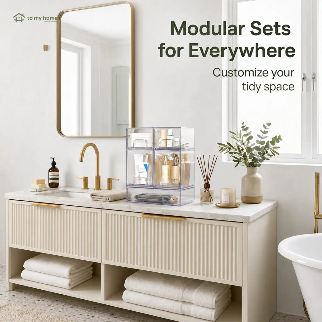Stackable Clear Organizer Drawers, BPA-Free Multi-Size Storage Bins for Nursery Bottles, Bathroom Vanity, Pantry, Office Anywhere Tomyhome Global