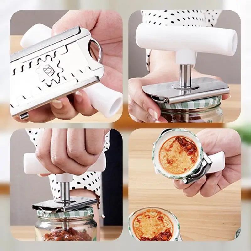 2-Piece Manual Jar Can Opener Set Effortless Lid Remover Tool for Seniors with Arthritis Weak Hands Ergonomic Multi-Functional Kitchen Accessory White Green