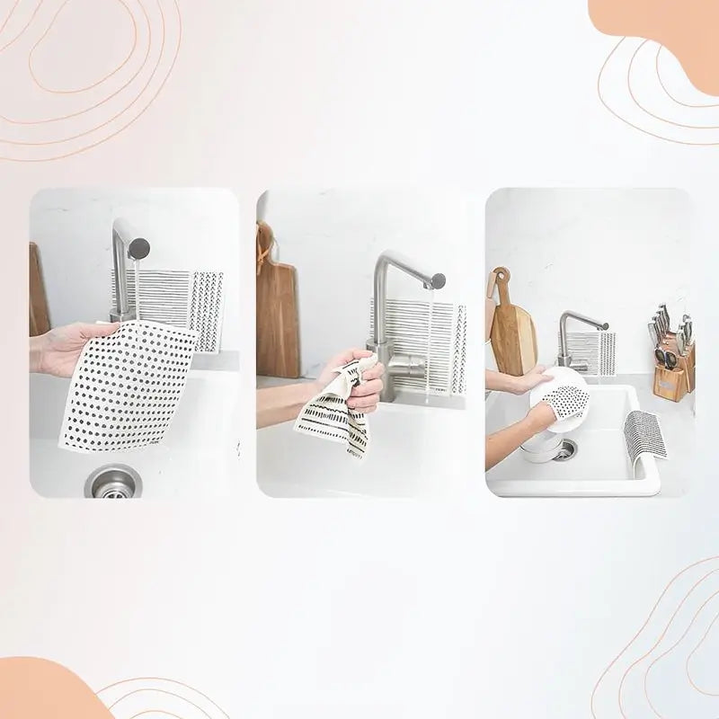 Strofinacci Svedesi Confezione 5 Pezzi Spugne Riutilizzabili Cotone Lavabili Assorbenti Biodegradabili Antigraffio Panni Cucina per Casa Lavello Set Uso Quotidiano