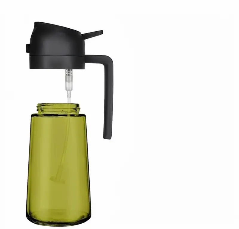 2-Pack 2-in-1 Oil Sprayer for Cooking 470ml Light-Blocking Glass Olive Oil Dispenser Bottle for Kitchen Food-Grade Mister for Air Fryer BBQ and Salads