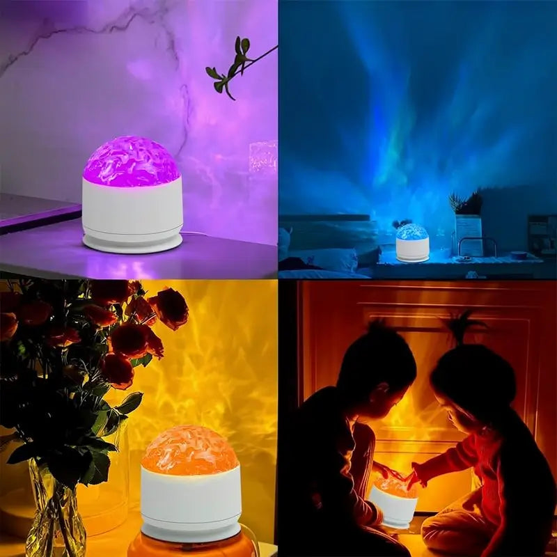 7가지 색상 별 프로젝터 무드등, 2가지 장면 모드, 음악 리듬, 오션 웨이브, 3D 물결 효과 - 침실, 파티 장식, 연인/어린이 로맨틱 선물