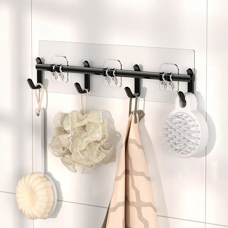 5-Pack Black Adhesive Shower Caddy Set Wall Mounted Bathroom Organizer No Drill Rustproof Stainless Steel Storage Racks With Removable Hooks For Shampoo And Soap
