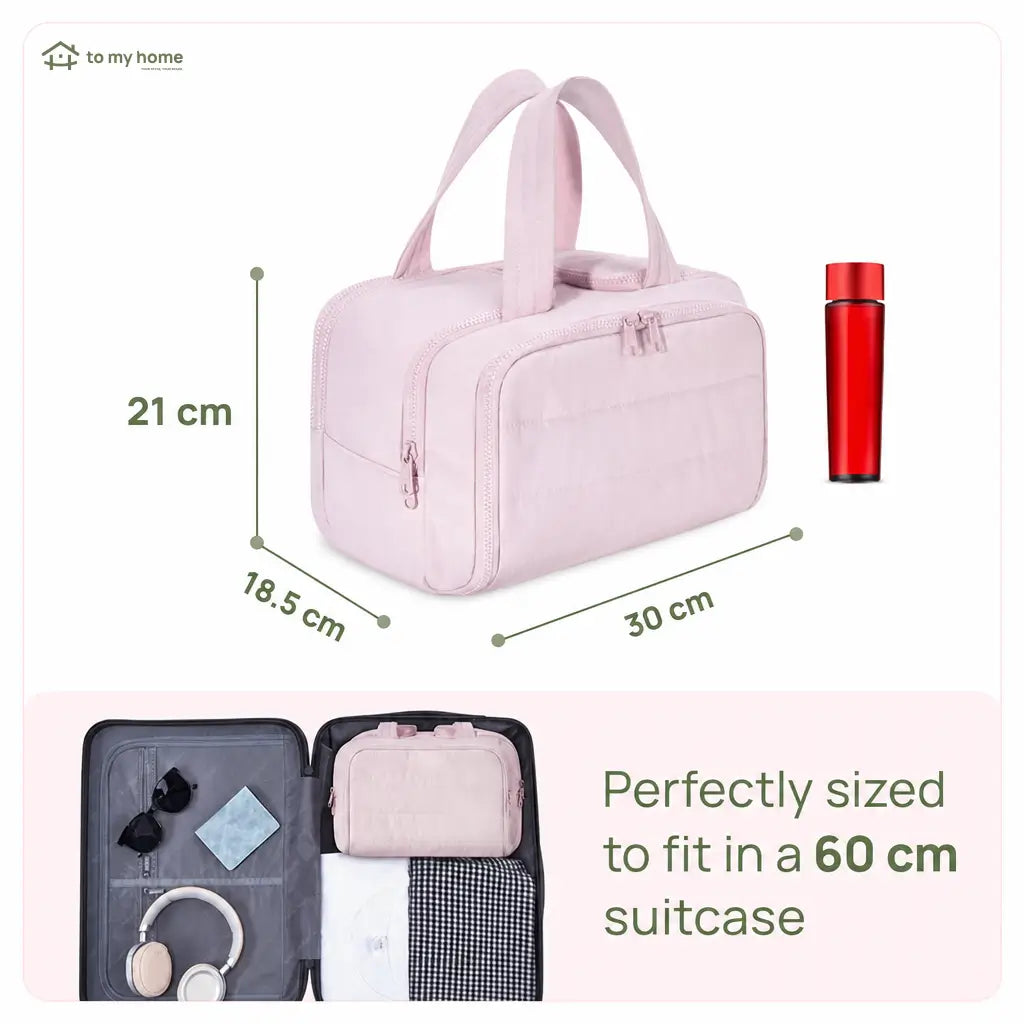 Puffy 4-in-1 travel toiletry bag with waterproof compartments and handles for cosmetics, toiletries, and suitcase organization on weekend getaways and longer trips Tomyhome Global