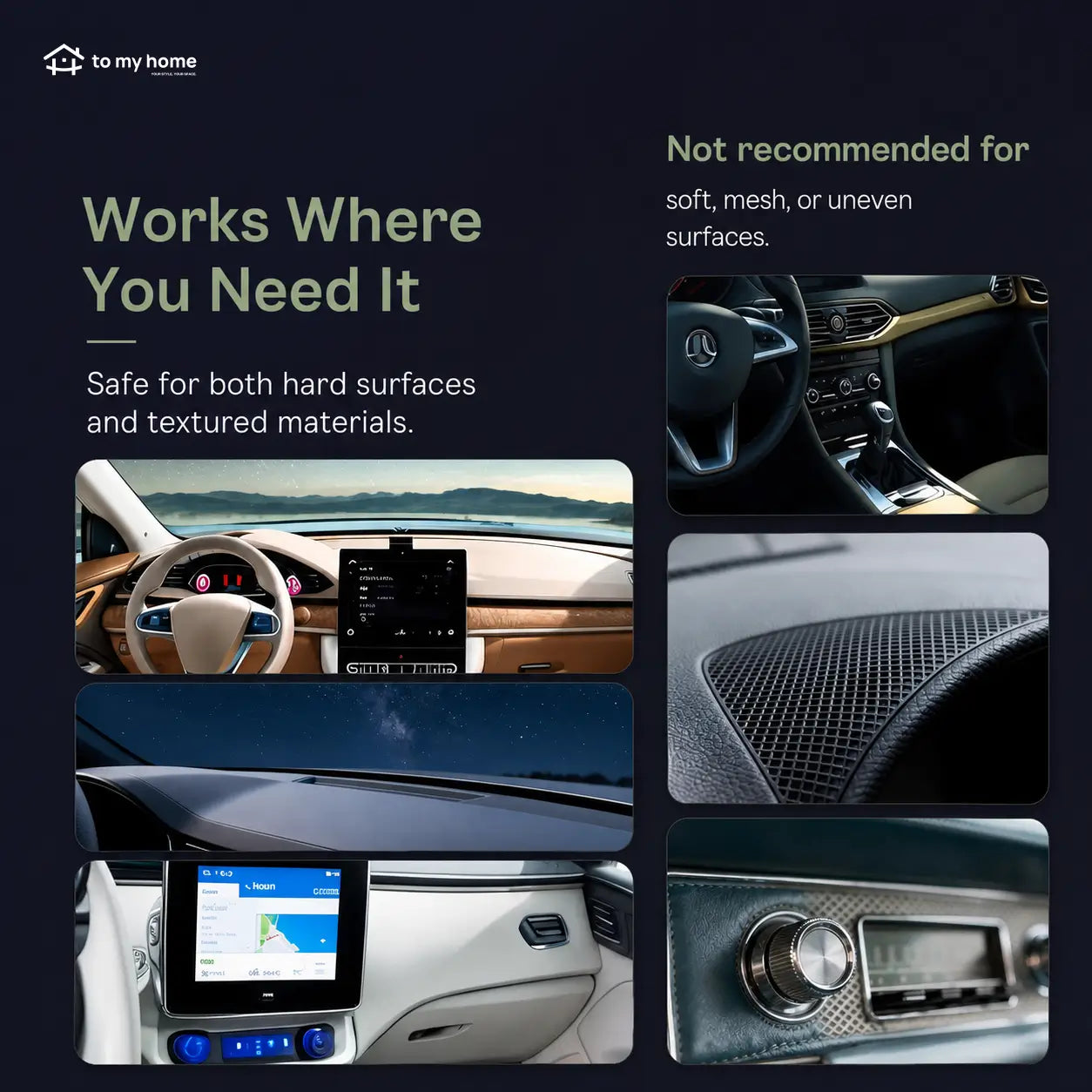 Magnetic car phone holder with vacuum suction cup and 360° rotation for dashboards, mirrors, travel, and hands-free viewing with all smartphones Tomyhome Global