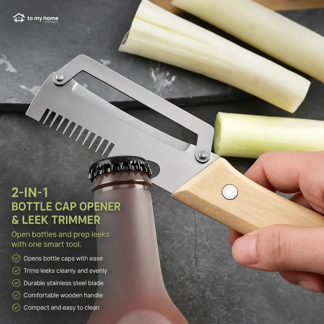 Two-Piece Vegetable and Fruit Peeler Set with Ultra-Sharp Stainless Steel Blade, Wooden Handle, and Built-In Bottle Opener for Everyday Kitchen Prep Tomyhome Global