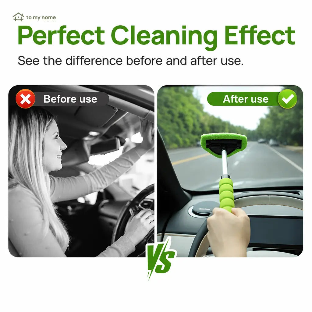 Extendable Windshield Cleaning Tool with 180° Swivel Head and 4 Reusable Microfiber Pads for Interior and Exterior Cars, Trucks, SUVs, and RVs Tomyhome Global