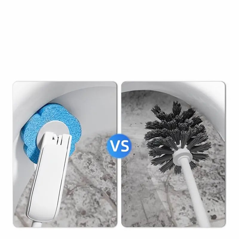 Disposable Toilet Brush Wand Set with Cleaning Refills Wall-Mount Bathroom Scrubbing System for Bowl Sink Bathtub Drain Wash Basin Cleaning Tool