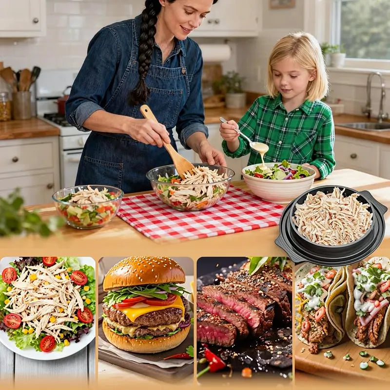 Professional Meat Shredder Tool with Clear Lid Non-Slip Ergonomic Handle Dishwasher Safe BPA Free Kitchen Gadget for Shredding Pork Beef and Chicken Breast Prep