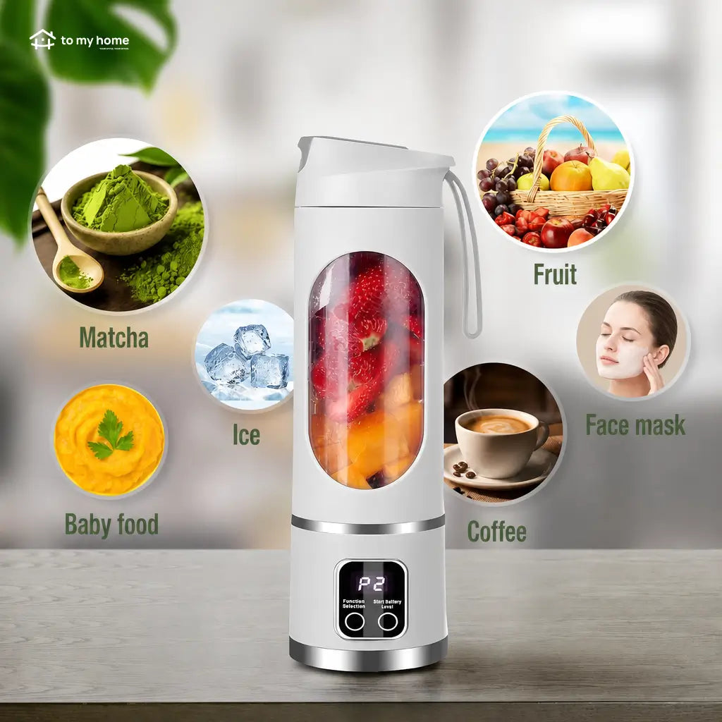 Compact portable juicer blender with LED display, USB recharge and leak-proof design for smoothies, baby food, daily shakes at home or travel Tomyhome Global